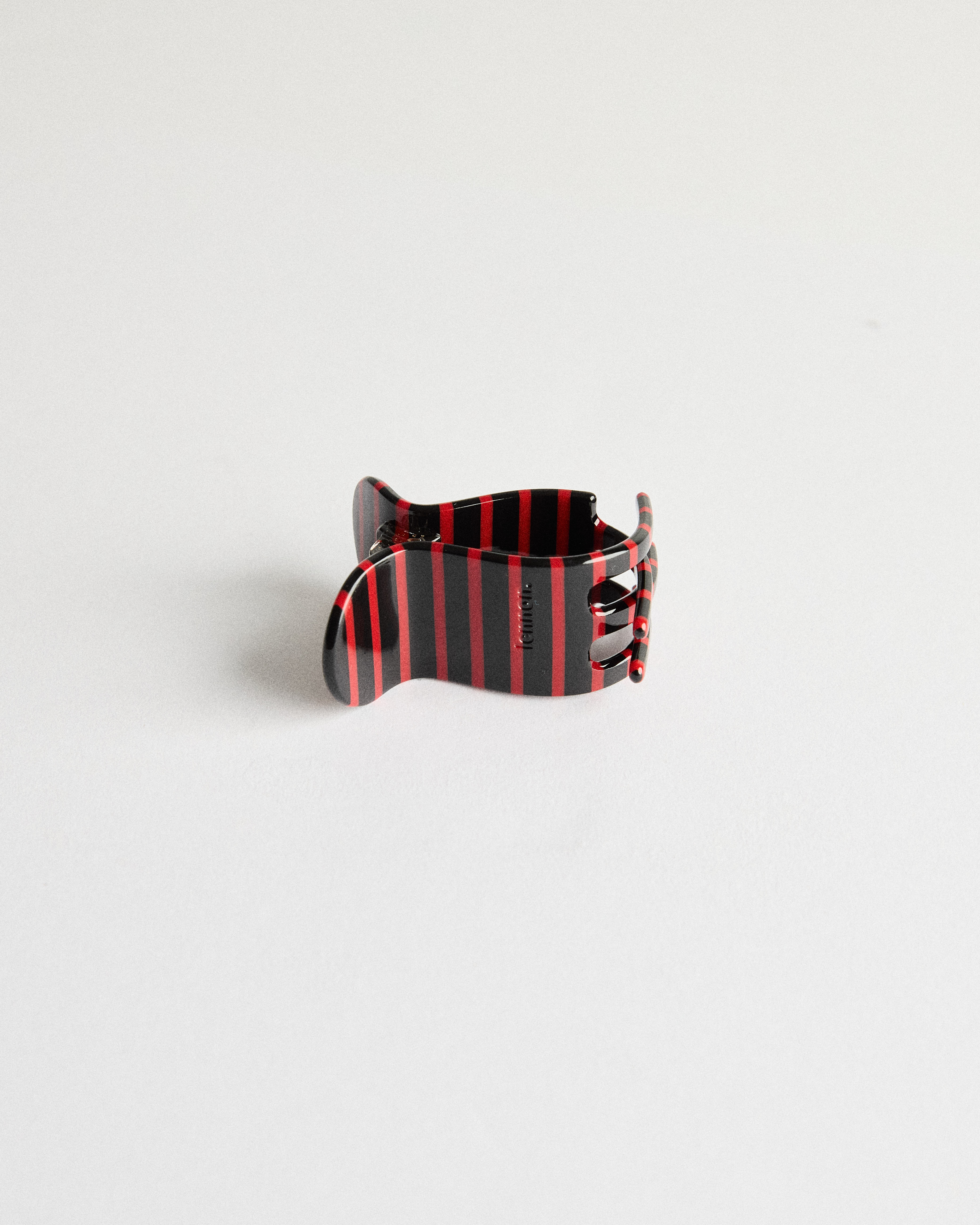 Mini Claw Clip in Striped Chilli